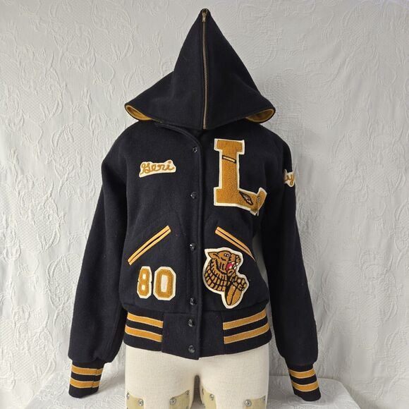 Vintage Lynnwood Letterman Jacket Sporty Athletic Jersey Streetwear Patchwork